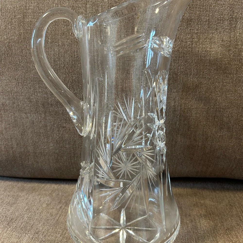 Cut Crystal Pitcher with Starburst Cut Pattern